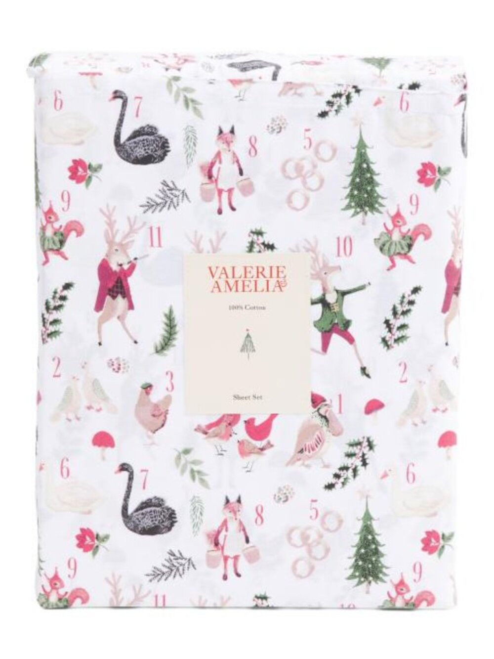 VALERIE & AMELIA Cotton 12 Days Of Christmas Sheet Set